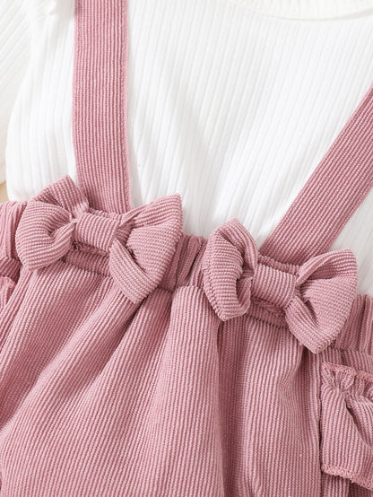 Vintaside Kids Baby Girl Colorblock Bow Front Ruffle Trim Bodysuit With Headband
