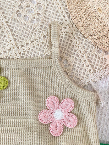 Vintaside Kids Baby Girl Floral Decor Camisole Top And Shorts Casual Daily Outfit