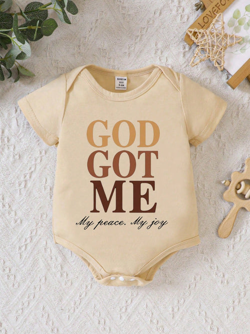 Vintaside Kids Newborn Baby Boy's Casual Modest Wearable Basic Bodysuit With Fun Letter Pattern Nursery Beige Summer
