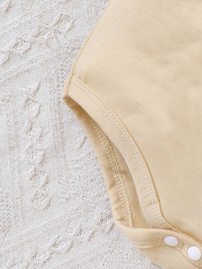 Vintaside Kids Newborn Baby Boy's Casual Modest Wearable Basic Bodysuit With Fun Letter Pattern Nursery Beige Summer