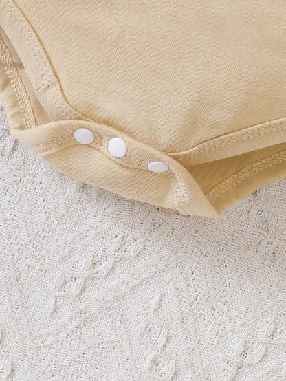Vintaside Kids Newborn Baby Boy's Casual Modest Wearable Basic Bodysuit With Fun Letter Pattern Nursery Beige Summer