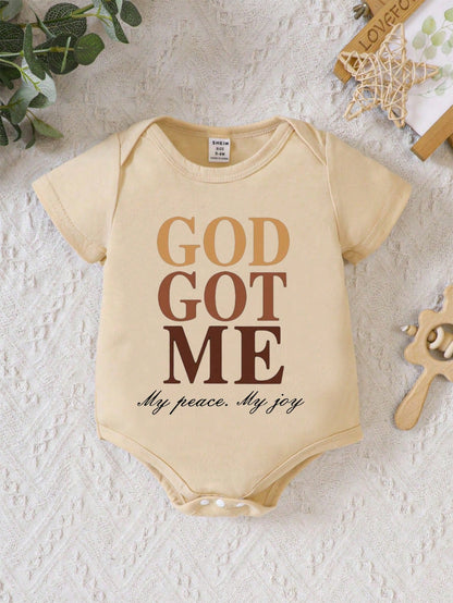 Vintaside Kids Newborn Baby Boy's Casual Modest Wearable Basic Bodysuit With Fun Letter Pattern Nursery Beige Summer