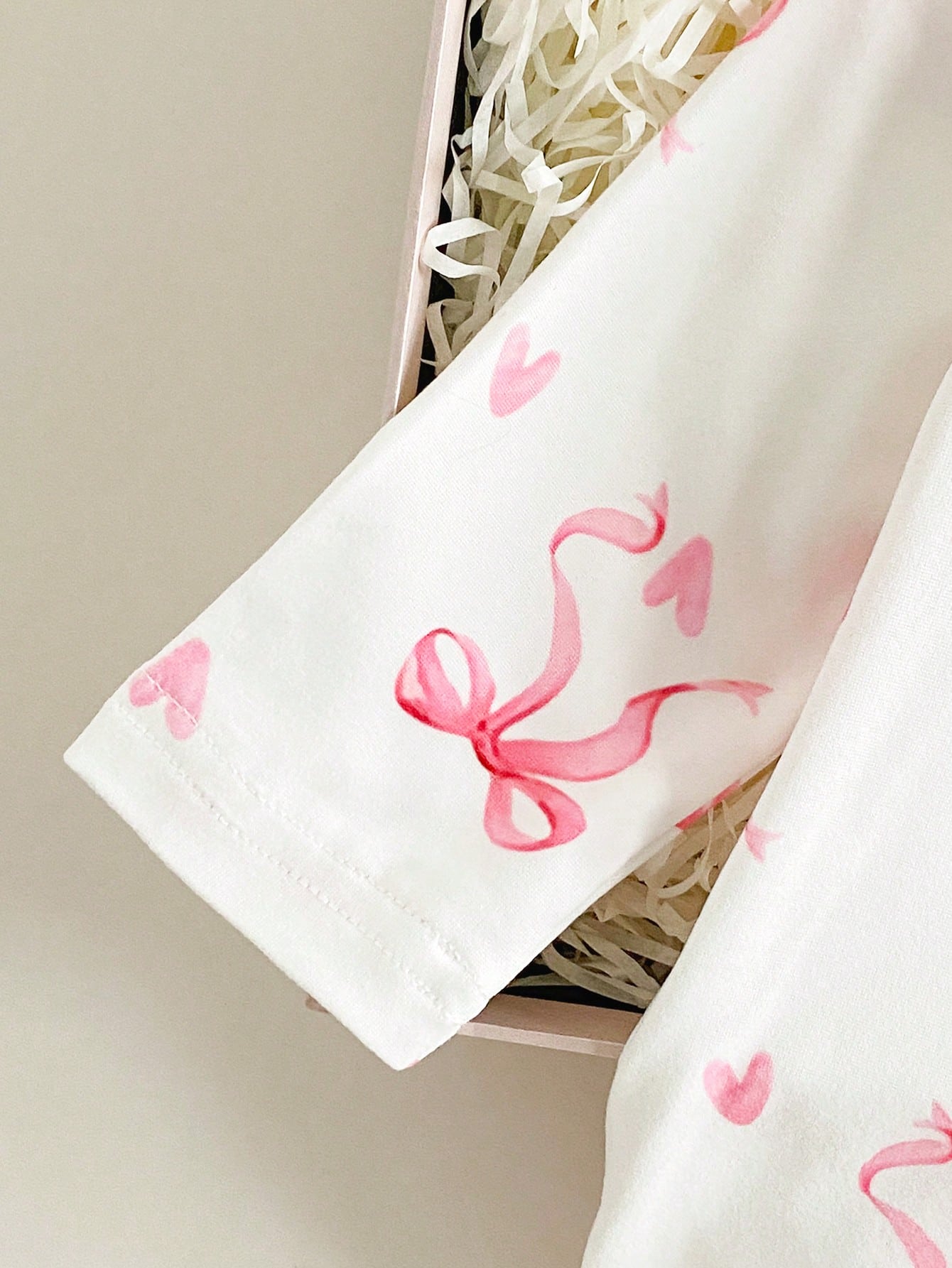 Vintaside Kids Newborn Baby Girl Cute Bow Print Knitted Footie Jumpsuit Soft Comfortable Crew Neck Long Sleeve Light Pink Autumn Night Outfit Valentine's Day Kawaii