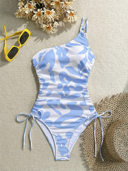 Vivid Eden Women's Leopard Print Sleeveless Fashion Monokini Swimsuit,For Beach Vacation Vacation White Summer Tropical Sexy