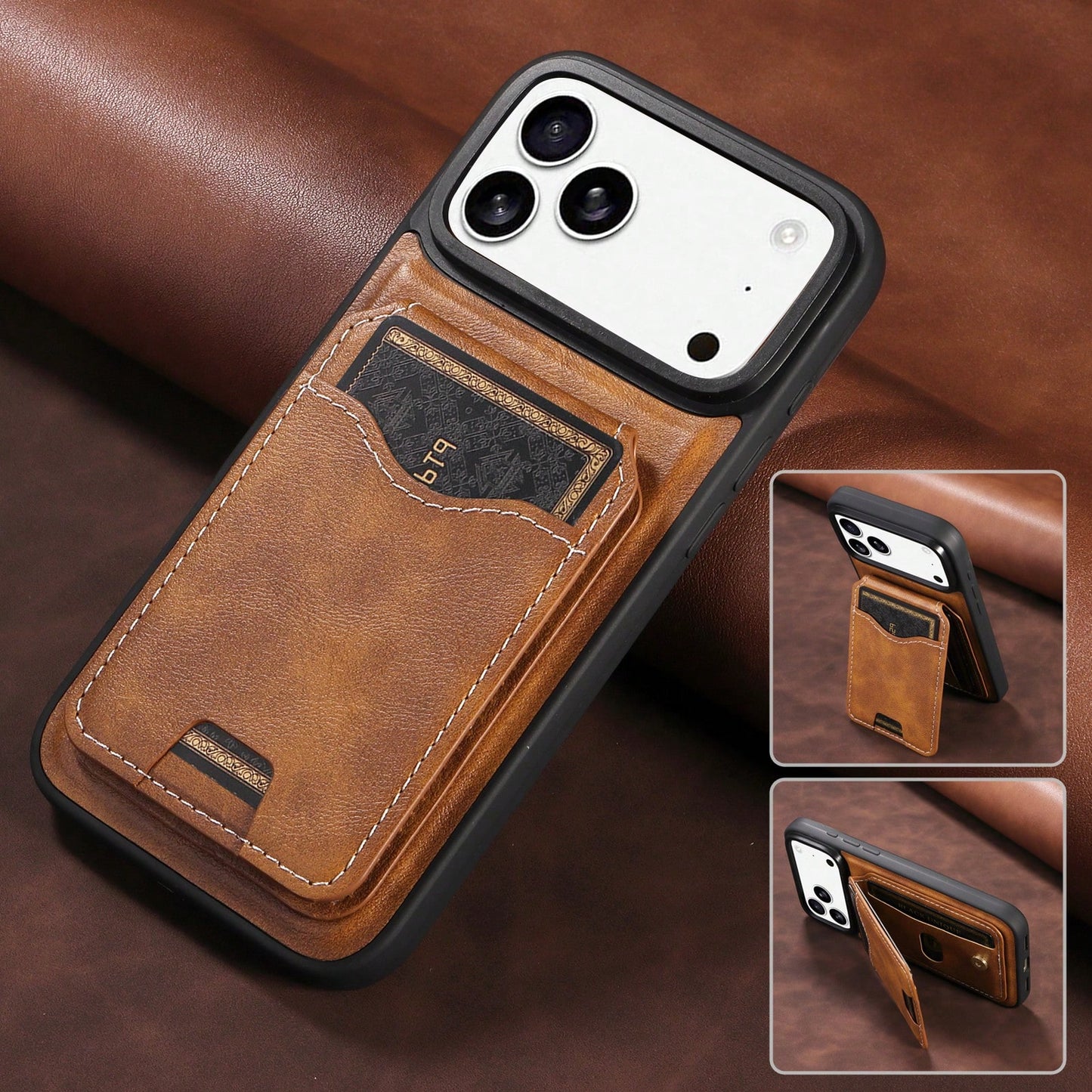 Wallet Card Holder Cardholder Phone Case 1pc Leather Flip Stand Wallet Case With Card Slots Compatible With Apple 17 Pro Max/ Galaxy A56, International Version, Not The Domestic Version Mom Gift