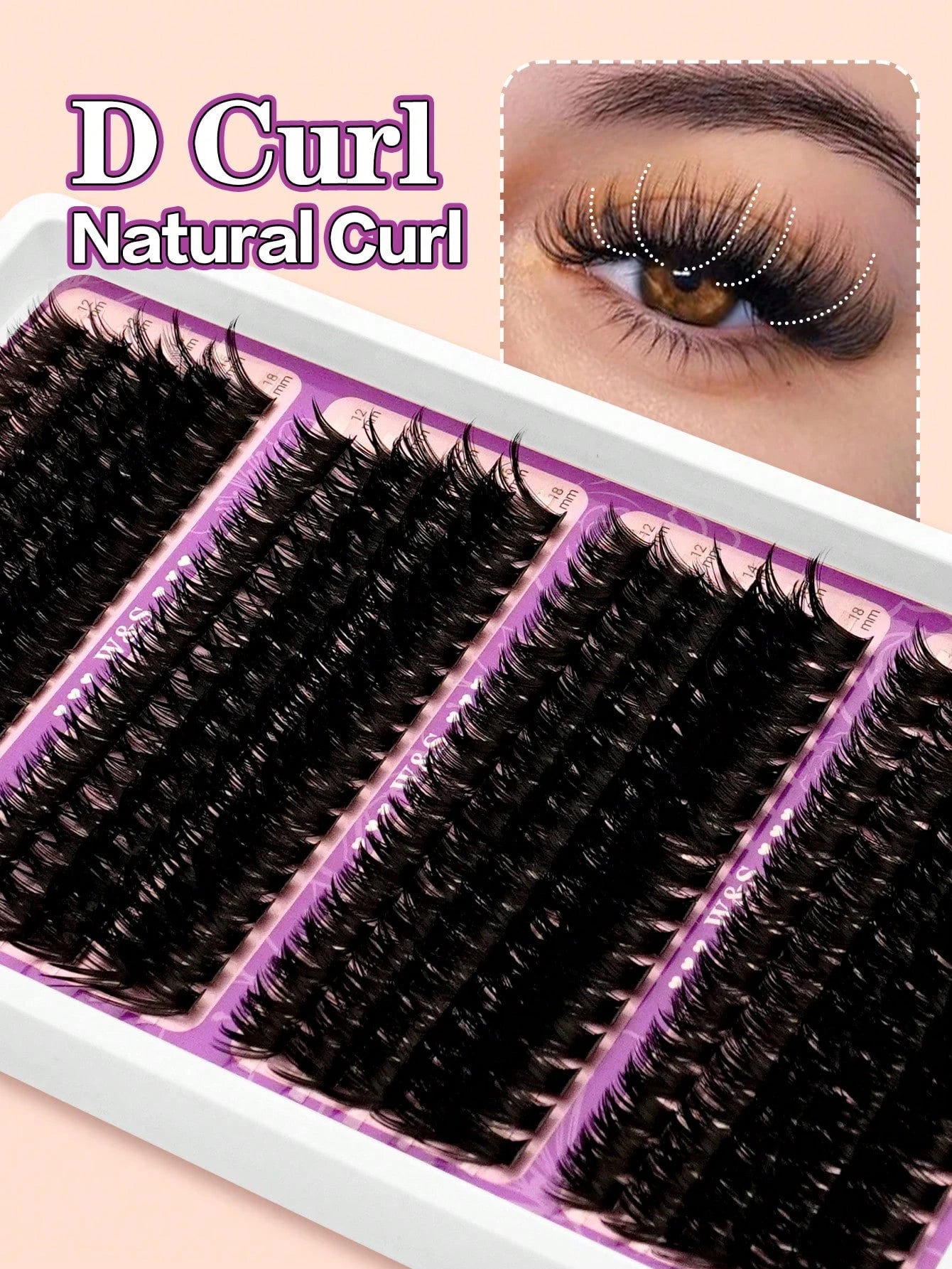 Waloshow Fluffy Eyelash Clusters Single Lash Extension, 40D+60D+80D+100D/80D+100D+120D+160D 4 Styles Mixed Tray 5D Fluffy Eyelash Clusters Dense Eyelash Clusters Faux Mink Single Lash Extension