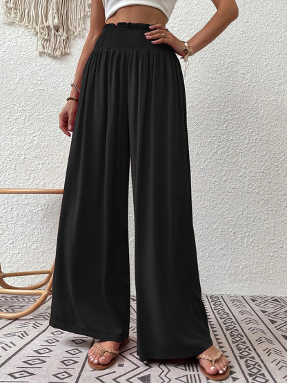 Wandoria Shirred Waist Wide Leg Pants Fall Cloth For Women