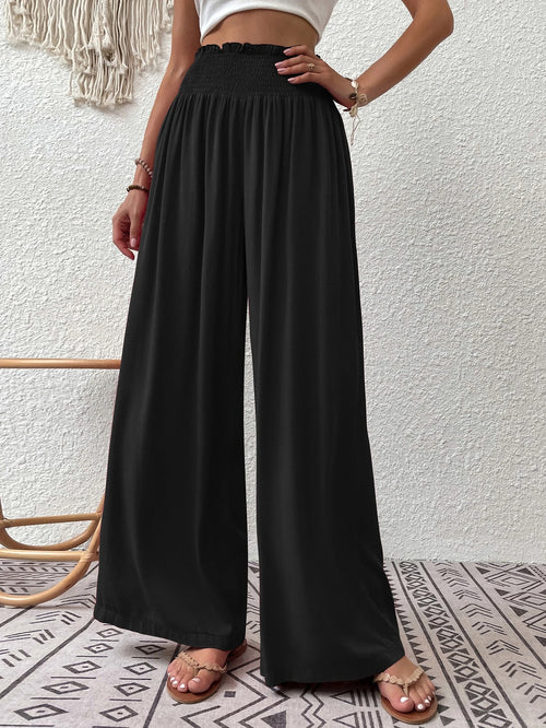 Wandoria Shirred Waist Wide Leg Pants Fall Cloth For Women
