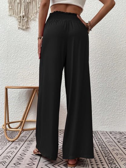 Wandoria Shirred Waist Wide Leg Pants Fall Cloth For Women