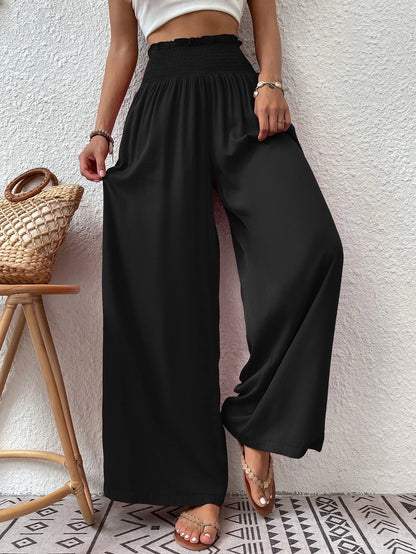 Wandoria Shirred Waist Wide Leg Pants Fall Cloth For Women