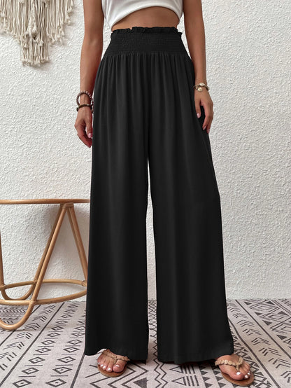 Wandoria Shirred Waist Wide Leg Pants Fall Cloth For Women