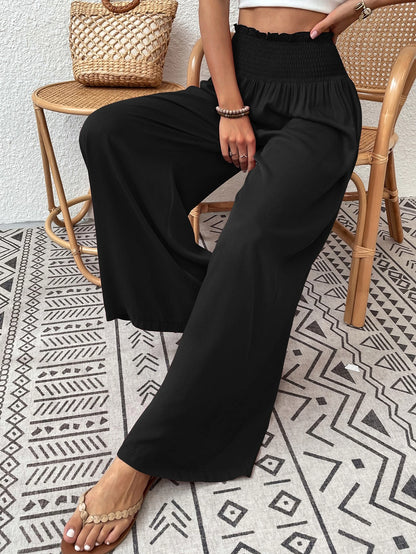 Wandoria Shirred Waist Wide Leg Pants Fall Cloth For Women