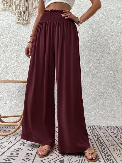 Wandoria Shirred Waist Wide Leg Pants Fall Cloth For Women
