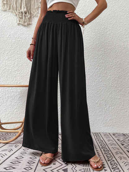 Wandoria Shirred Waist Wide Leg Pants Fall Cloth For Women