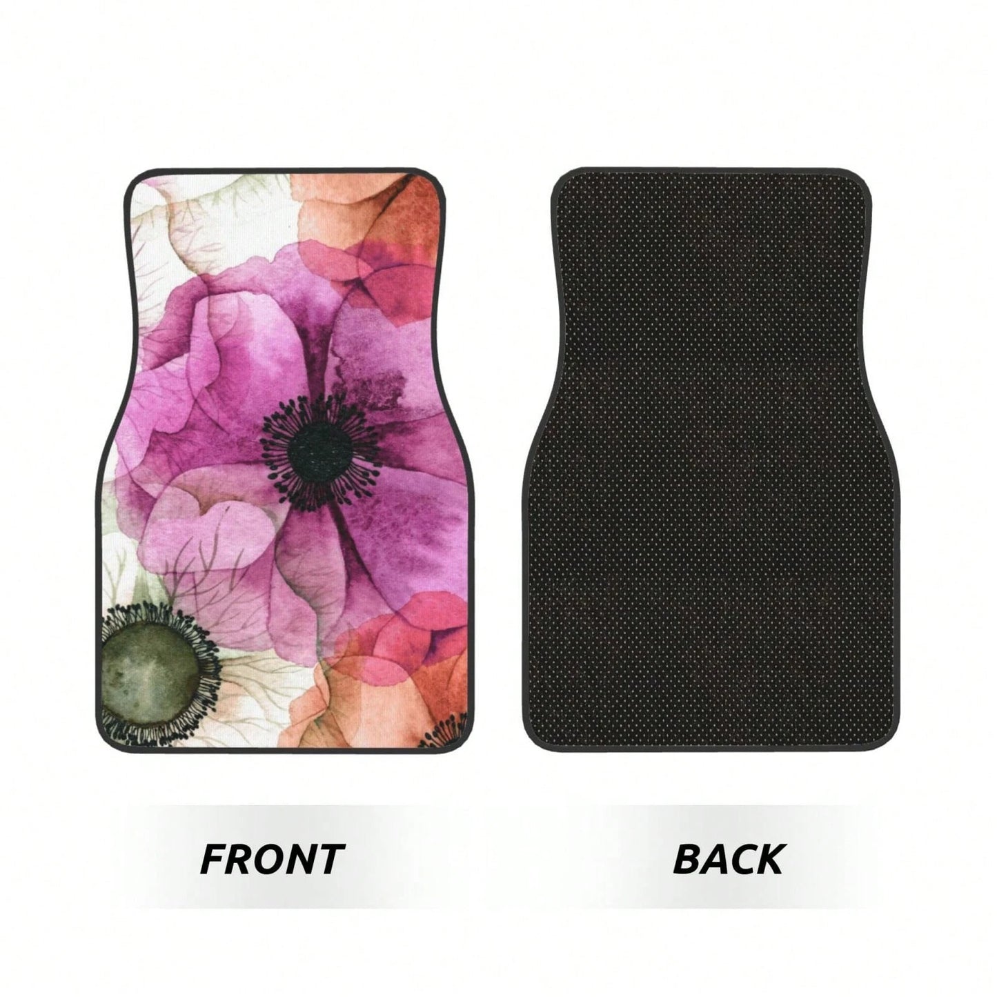 Watercolor Seamless Pattern With Anemones Car Floor Carpet Set Of 4, Auto Interior Floor Mats Durable Front & Rear Carpets For Car Accessories Decoration