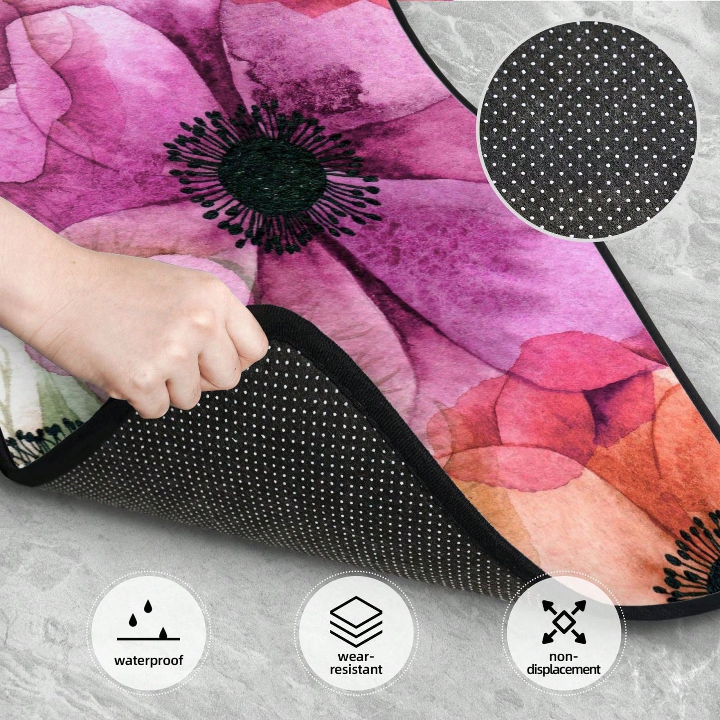 Watercolor Seamless Pattern With Anemones Car Floor Carpet Set Of 4, Auto Interior Floor Mats Durable Front & Rear Carpets For Car Accessories Decoration