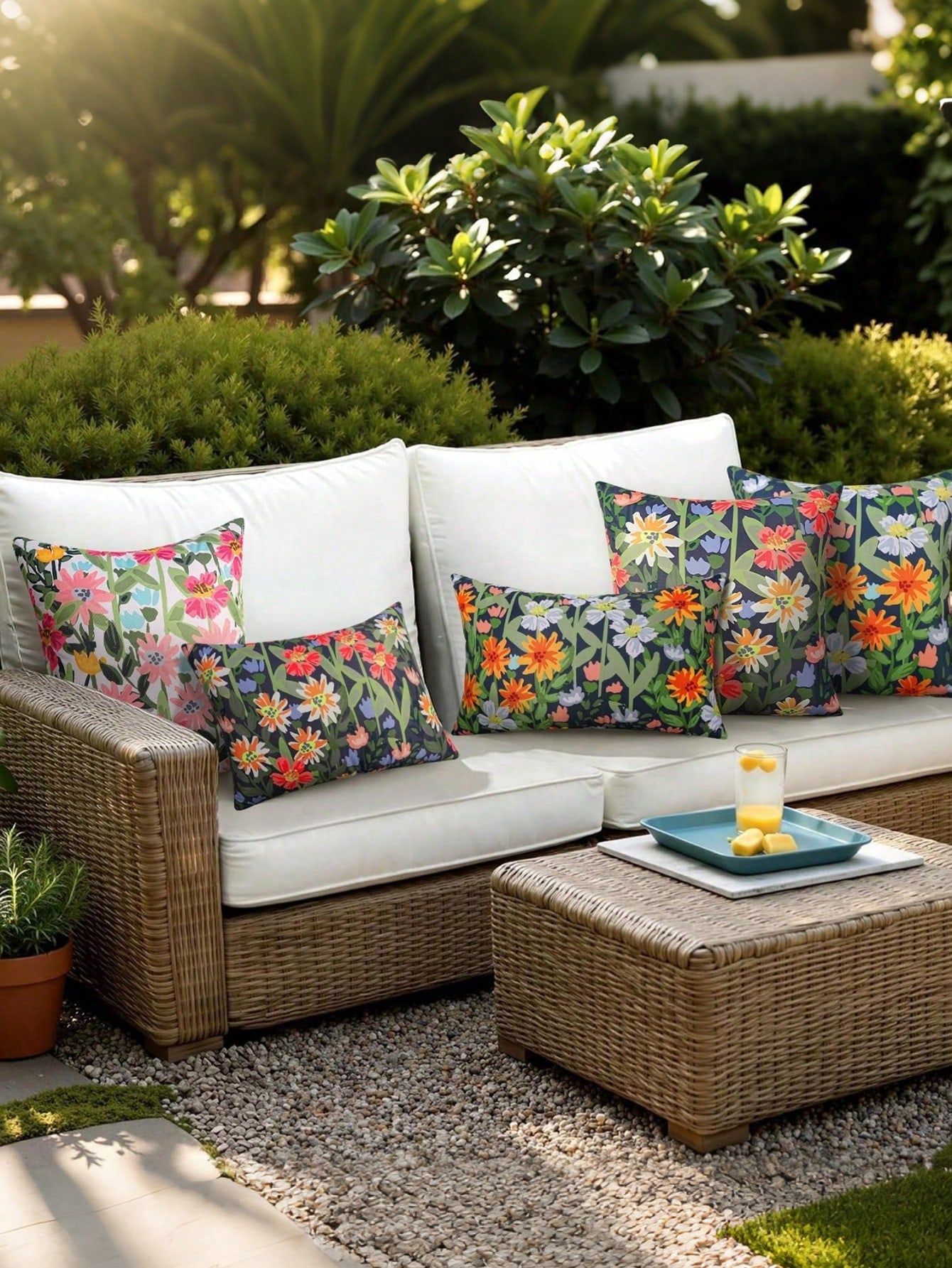Waterproof Floral Outdoor Throw Pillow Cover, Double-Sided Print, Colorful Flowers, Suitable For Sofa, Patio Furniture, Garden, Porch Bench Decoration, Ideal For Daily Use Or Holidays