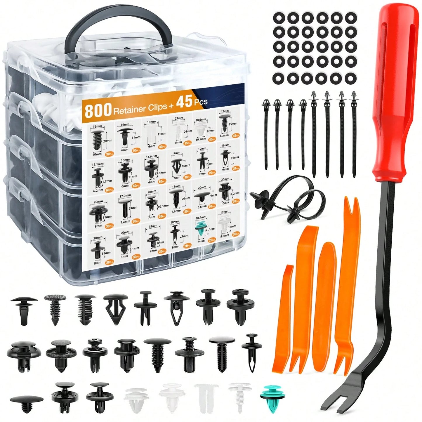 waywe GOOACC 845Pcs Car Push Retainer Clips Auto Fasteners Assortment 24 Most Popular Sizes Nylon Bumper Fender Rivets With 10 Cable Ties And Fasteners Remover For GM F-Series Luxury Japanese Vehicle