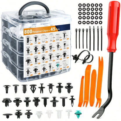 waywe GOOACC 845Pcs Car Push Retainer Clips Auto Fasteners Assortment 24 Most Popular Sizes Nylon Bumper Fender Rivets With 10 Cable Ties And Fasteners Remover For GM F-Series Luxury Japanese Vehicle