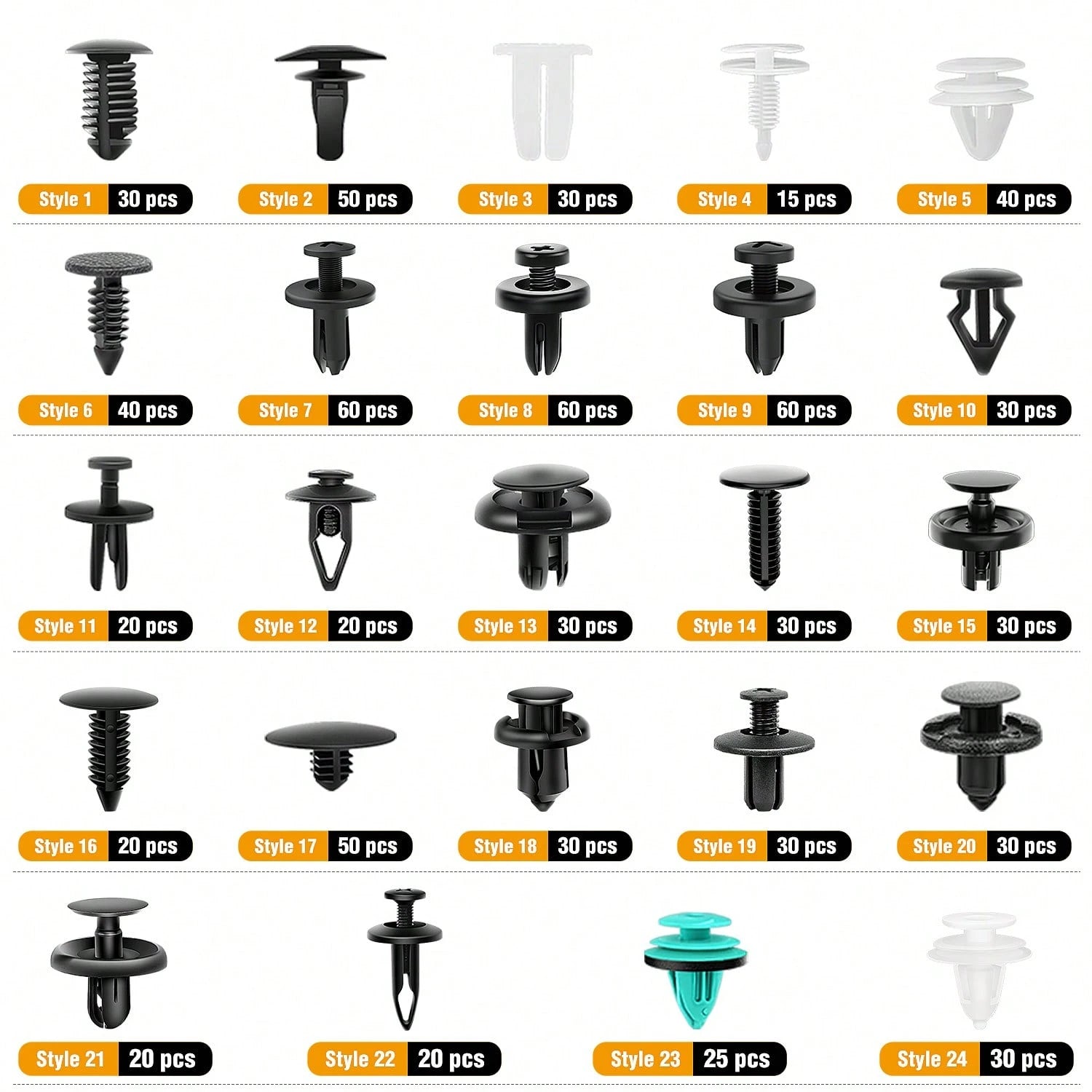 waywe GOOACC 845Pcs Car Push Retainer Clips Auto Fasteners Assortment 24 Most Popular Sizes Nylon Bumper Fender Rivets With 10 Cable Ties And Fasteners Remover For GM F-Series Luxury Japanese Vehicle
