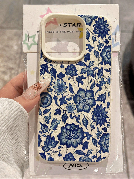 WeiMi 1pc Fashionable Floral Pattern Waterproof Anti-Fall Anti-Slip Soft Phone Case, Compatible With Apple, And Phones