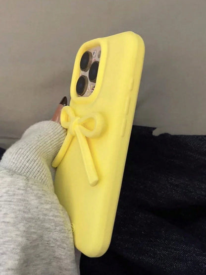 White Bow-Knot Silicone Bow-Knot Korean Ins Style White Bow Soft Silicone Phone Case Compatible With Iphone 17/16 Pro Max, Protective Cover Compatible With Iphone 15/14/13, Unique & Design Gift Party