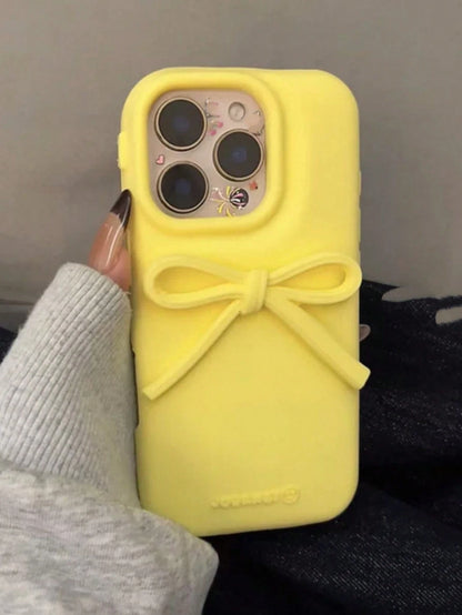 White Bow-Knot Silicone Bow-Knot Korean Ins Style White Bow Soft Silicone Phone Case Compatible With Iphone 17/16 Pro Max, Protective Cover Compatible With Iphone 15/14/13, Unique & Design Gift Party