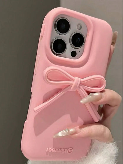 White Bow-Knot Silicone Bow-Knot Korean Ins Style White Bow Soft Silicone Phone Case Compatible With Iphone 17/16 Pro Max, Protective Cover Compatible With Iphone 15/14/13, Unique & Design Gift Party