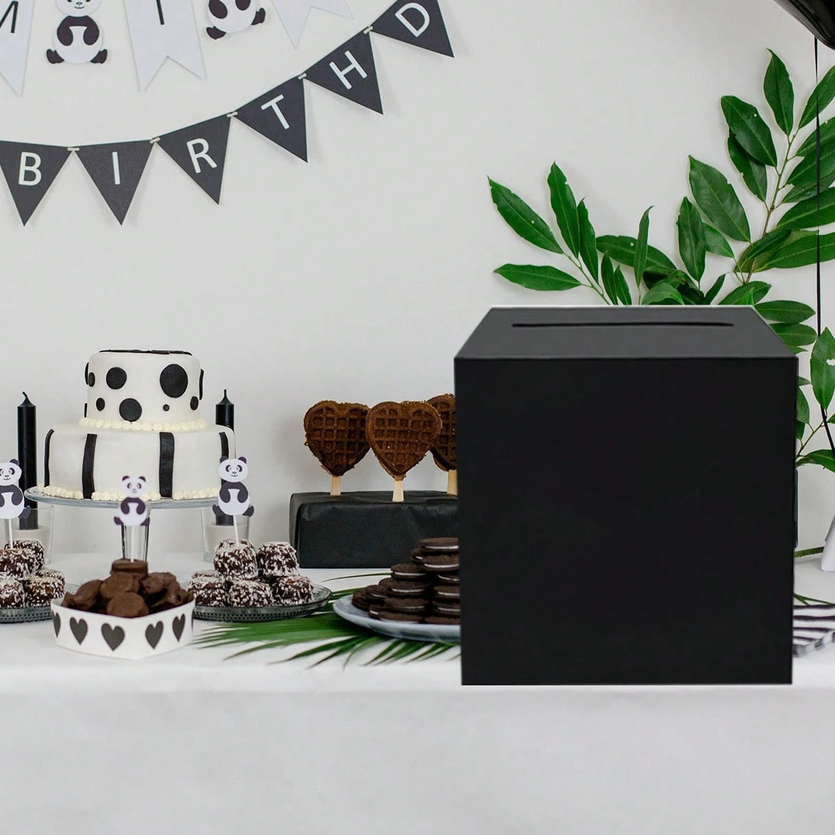 White Card Box/White Foil, Black Box/Black Foil Wedding Gift Mailbox Cardboard Holder, For Wedding Reception, Bridal Shower, Anniversary, Birthday Party, Graduation Table Centerpiece Decor, Large Enve