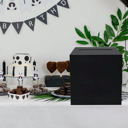 White Card Box/White Foil, Black Box/Black Foil Wedding Gift Mailbox Cardboard Holder, For Wedding Reception, Bridal Shower, Anniversary, Birthday Party, Graduation Table Centerpiece Decor, Large Enve