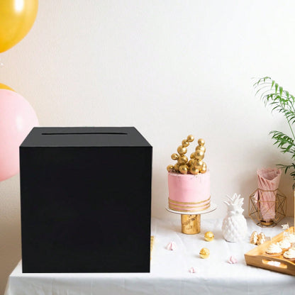 White Card Box/White Foil, Black Box/Black Foil Wedding Gift Mailbox Cardboard Holder, For Wedding Reception, Bridal Shower, Anniversary, Birthday Party, Graduation Table Centerpiece Decor, Large Enve