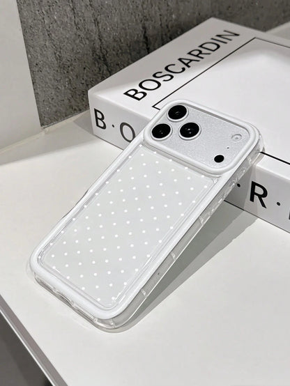 White Polka Dot Shockproof Fashion Phone Case Contrast Color Transparent Cover Compatible With 16/16 Pro/16 Plus, 15/15 Plus/15 Pro/15 Pro Max, 17/17 Pro/17 Pro Max, 12/13 Mini, 13/13 Pro Max, 11/11 P