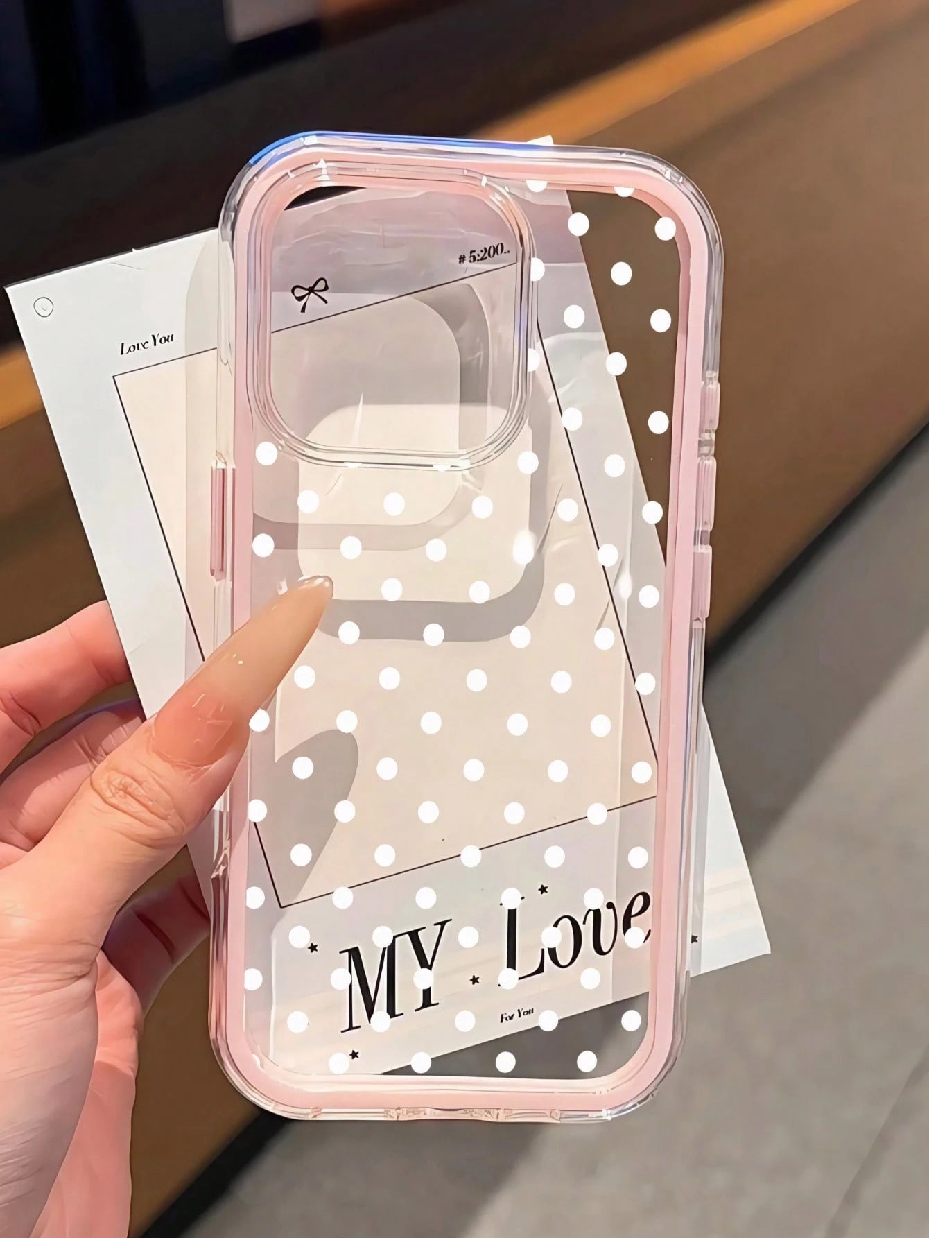 White Polka Dot Shockproof Fashion Phone Case Contrast Color Transparent Cover Compatible With 16/16 Pro/16 Plus, 15/15 Plus/15 Pro/15 Pro Max, 17/17 Pro/17 Pro Max, 12/13 Mini, 13/13 Pro Max, 11/11 P