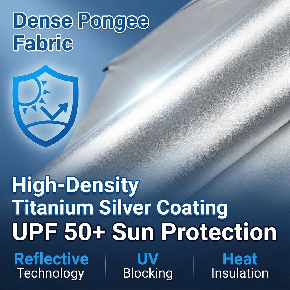 Windshield Sun Shade Umbrella, Foldable Car Umbrella Sunshade With UV Block Heat Insulation Car Front Window For Auto Windshield Covers Blackout Trucks Cars (Large Size)