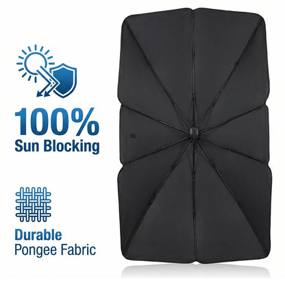 Windshield Sun Shade Umbrella, Foldable Car Umbrella Sunshade With UV Block Heat Insulation Car Front Window For Auto Windshield Covers Blackout Trucks Cars (Large Size)