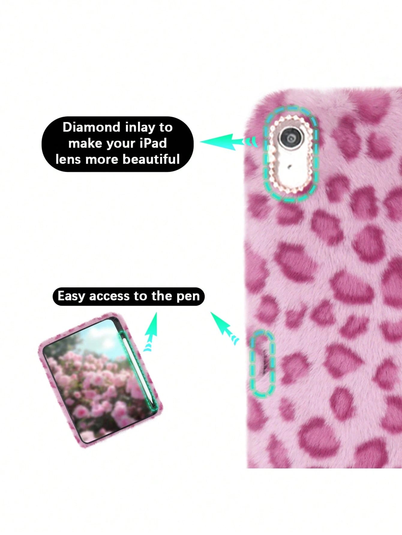 Winter Leopard Print Fluffy IPad Protective Case With Stylus Holder- Fits IPad 10th/11th Gen, New A16 Model (2022/2025), IPad Air 11/Pro 11 & 7th/8th/9th Gen| Cute Girly And Stylish Design, Tablet D