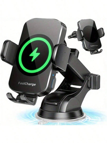 WLPower 15W Rapid Wireless Car Charger Mount- Automatic Sensing, 360 Degree Adjustable Phone Holder For Hands-Free Driving- Universal Fit For IPhone 15, 14, 13, 12, 11 Pro Max, Xs, Galaxy S24 Ultra