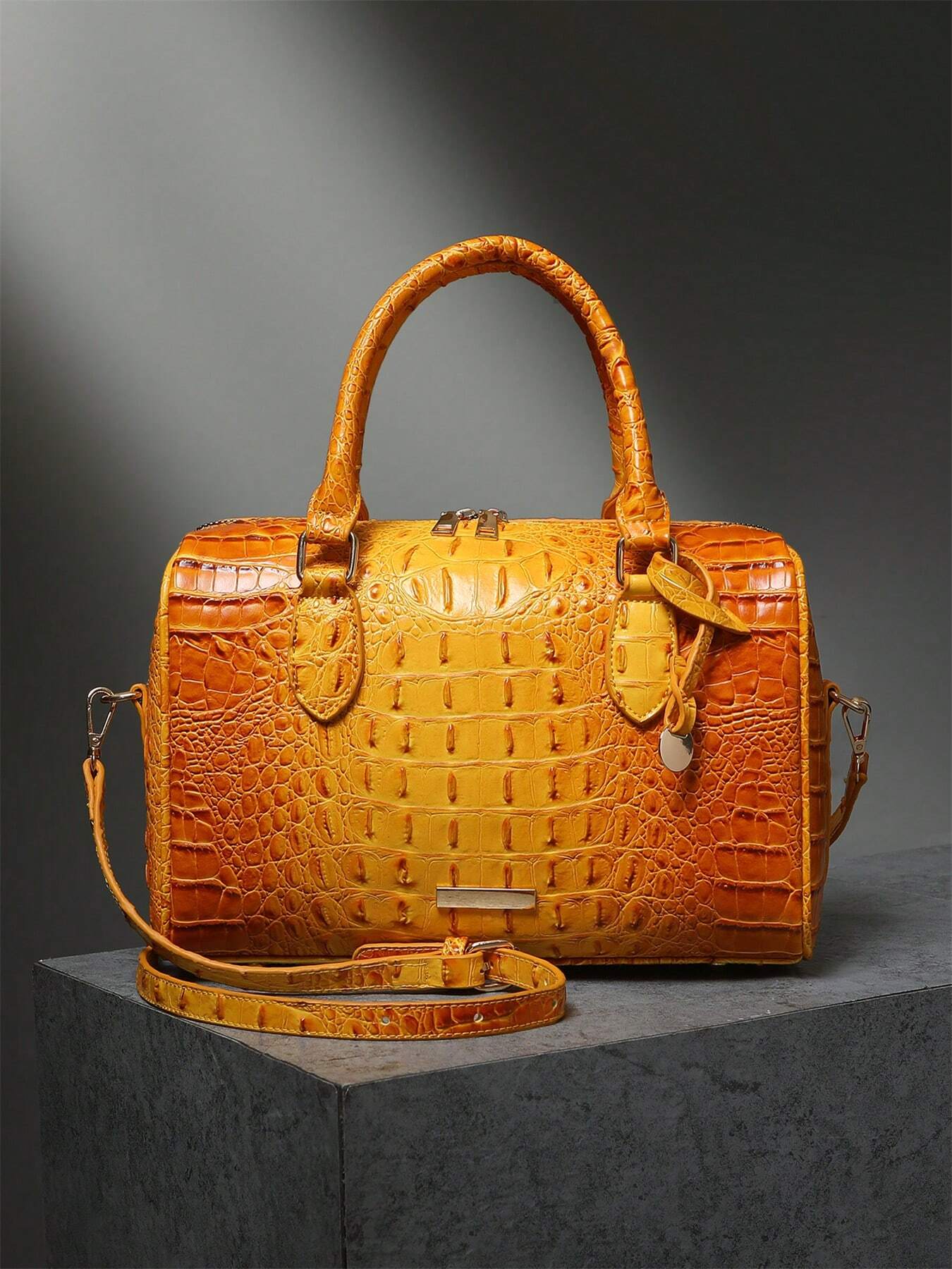 WOLFDIARY Luxury Crocodile Pattern Handbag, Retro Purse, Women's Classic Boston Bag & Shoulder Bag