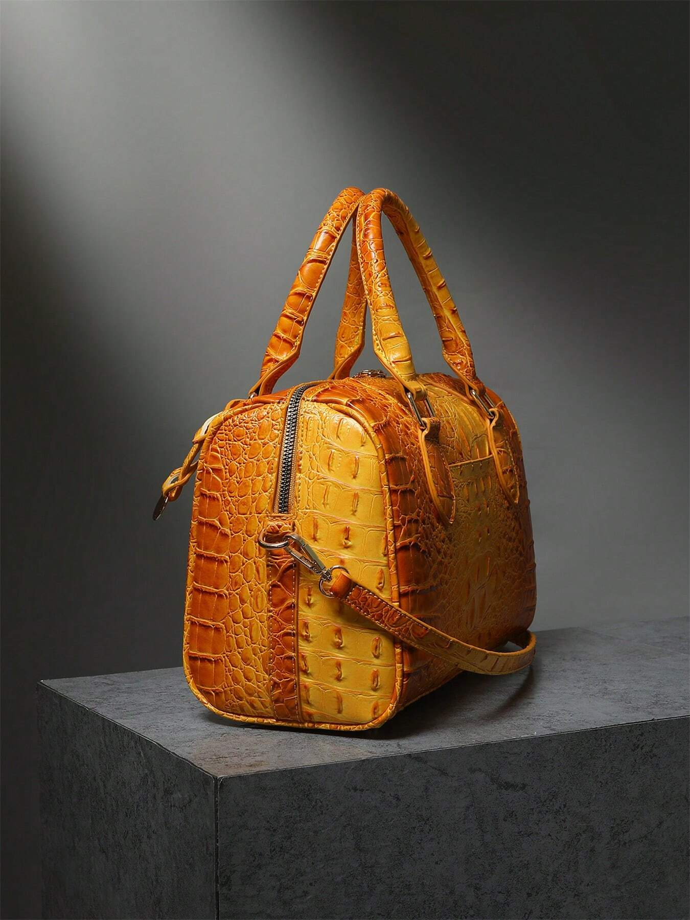WOLFDIARY Luxury Crocodile Pattern Handbag, Retro Purse, Women's Classic Boston Bag & Shoulder Bag