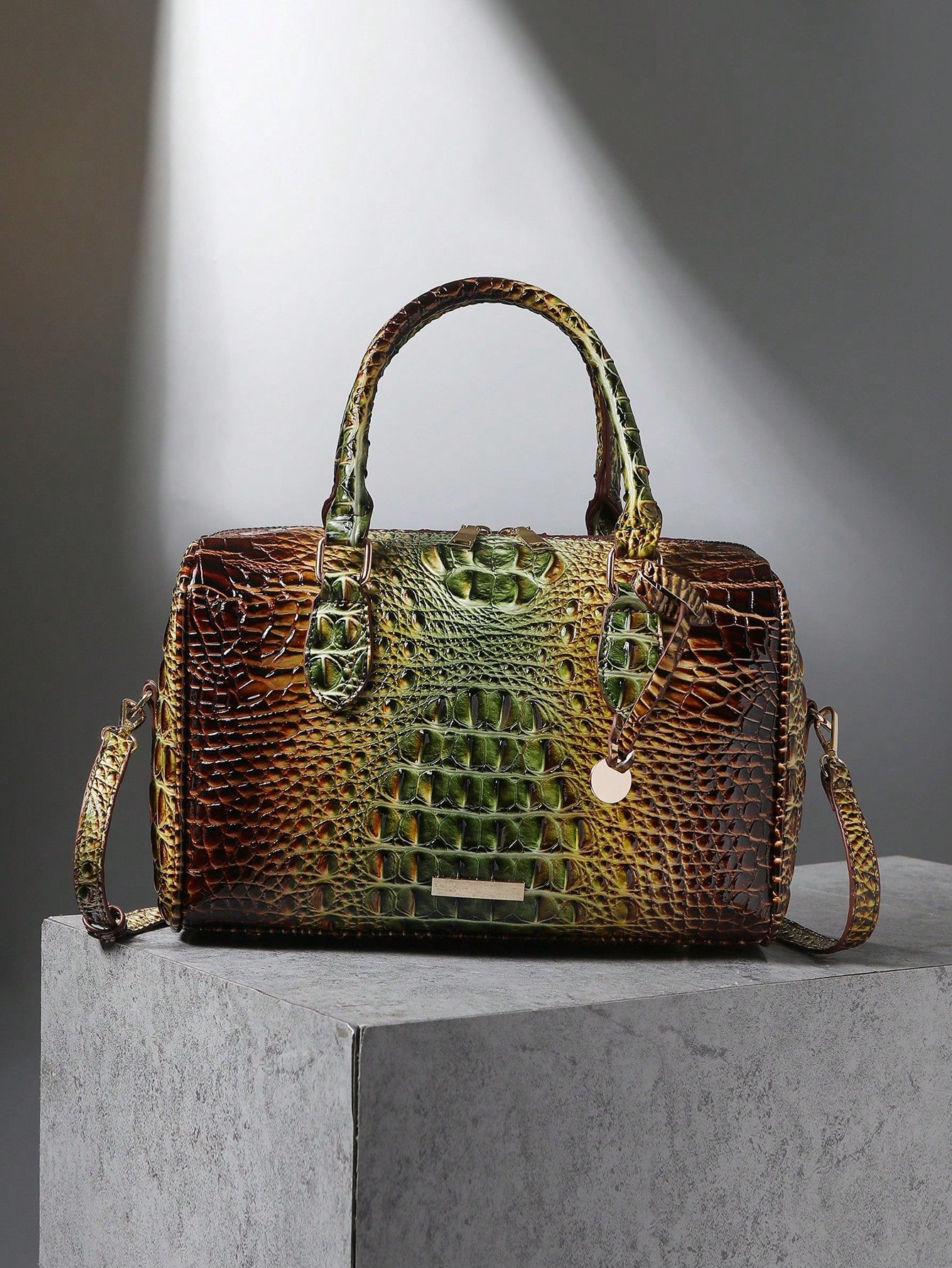 WOLFDIARY Luxury Crocodile Pattern Handbag, Retro Purse, Women's Classic Boston Bag & Shoulder Bag