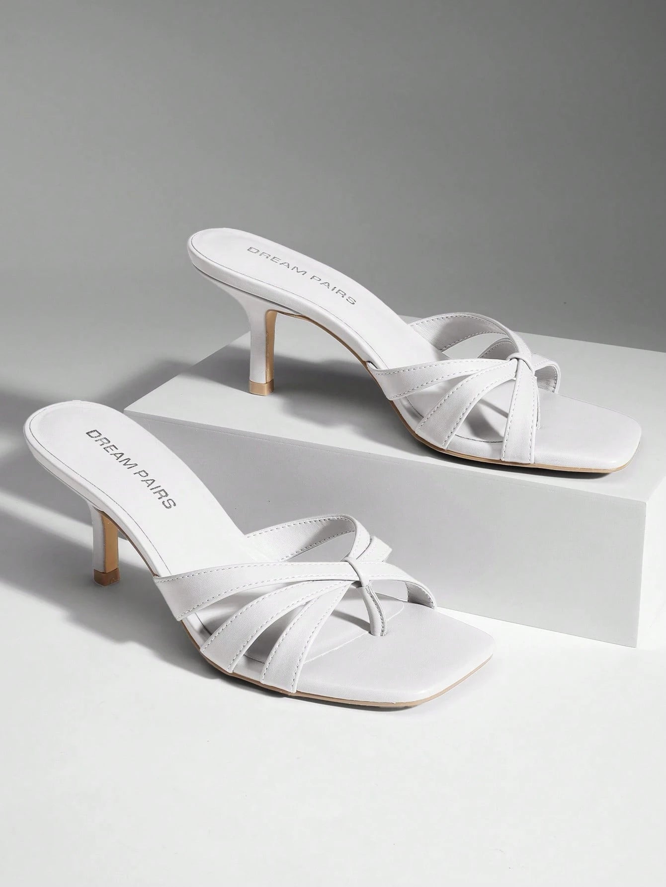 Women Crisscross Strap Kitten Heeled Sandals Fashionable Casual Slip-On High Heel Mules Comfortable Party Wedding Dress Shoes