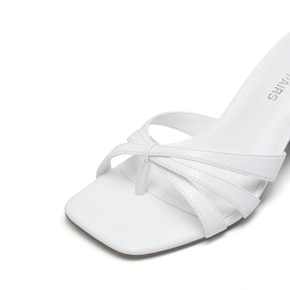 Women Crisscross Strap Kitten Heeled Sandals Fashionable Casual Slip-On High Heel Mules Comfortable Party Wedding Dress Shoes