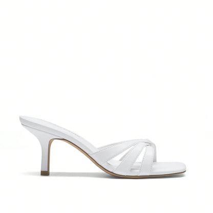 Women Crisscross Strap Kitten Heeled Sandals Fashionable Casual Slip-On High Heel Mules Comfortable Party Wedding Dress Shoes