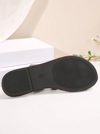 Women Open Toe Asymmetrical Strap Flat Slides, Spring Summer Round Toe Roman Sandals For Indoor Outdoor Vacation