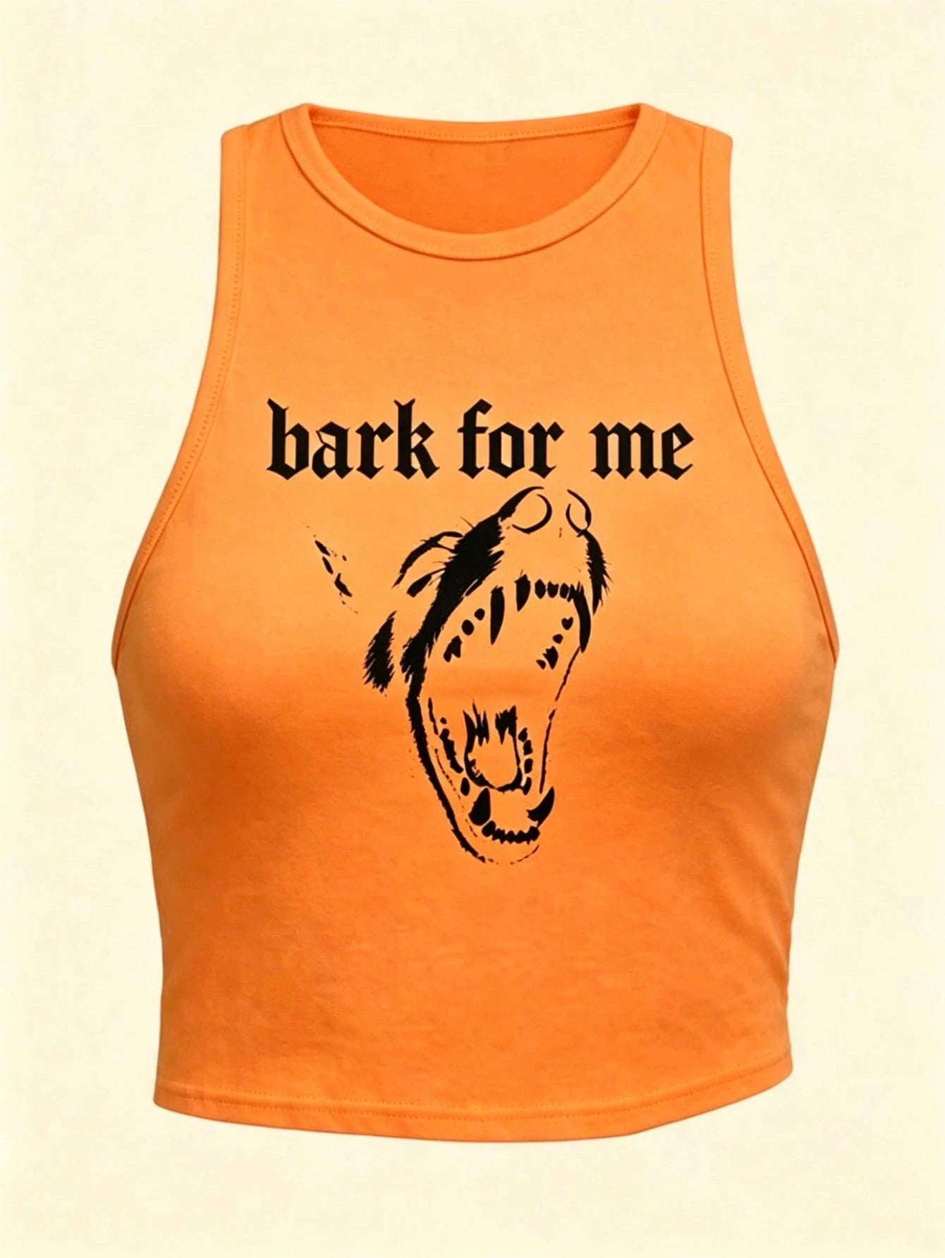 Women's Bark For Me Wolf Pattern Short Tank Top,Y2K Street Style Gothic Fashion Aesthetic Sleeveless Shirt,Streetwear Letter Print Crop Top Black Top