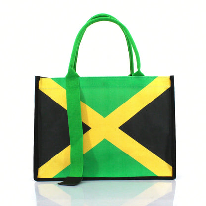 Women's Canvas Tote Bag Ribbon Beach Bag Jamaican Reggae Party Bag