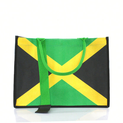 Women's Canvas Tote Bag Ribbon Beach Bag Jamaican Reggae Party Bag