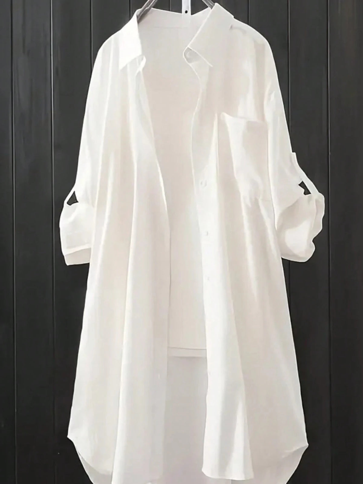 Women's Casual Solid Color Front Button Long Sleeve Shirt Black