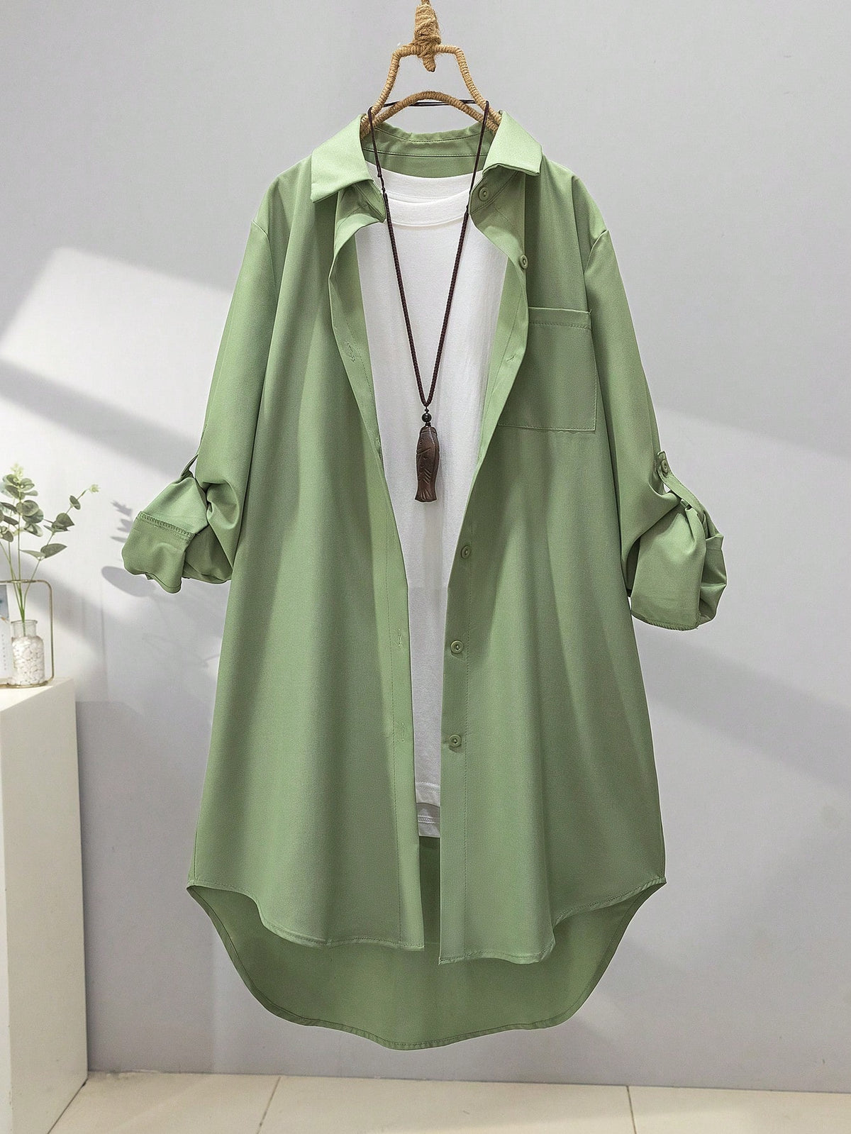 Women's Casual Solid Color Front Button Long Sleeve Shirt Black