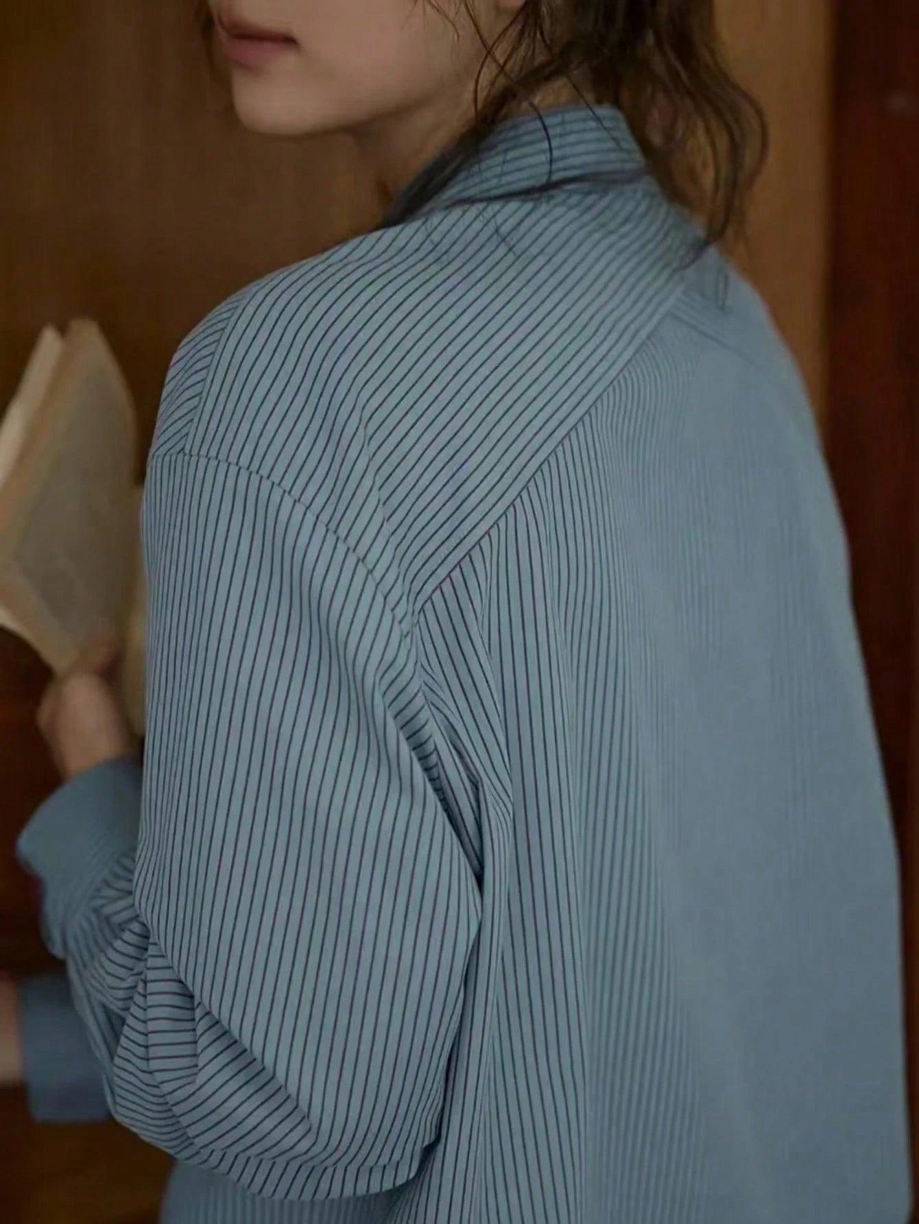 Women's Casual Striped Print Patchwork Pocket Long Sleeve Shirt, Suitable For Spring/Autumn, Work And Daily Wear Yellow